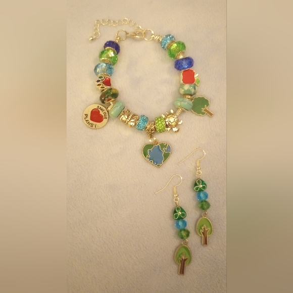 Earth Ocean Bracelet Earrings Book Of Poems - Picture 7 of 9